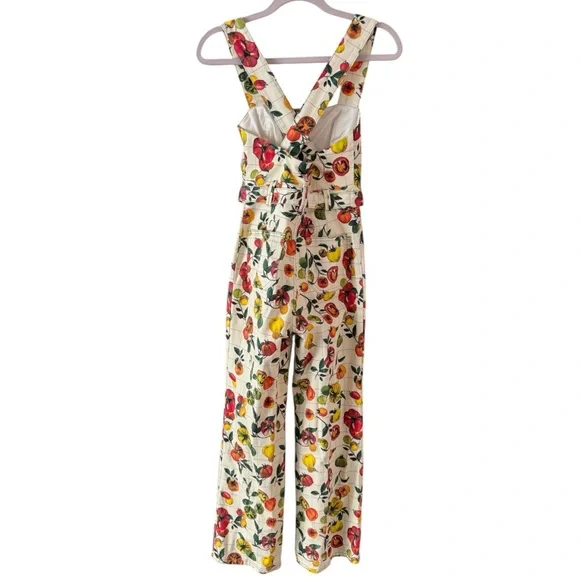 Rachel Antonoff Clem Pinafore Jumpsuit - Family Heirloom Tomato Print Size: 0 - Picture 7 of 12